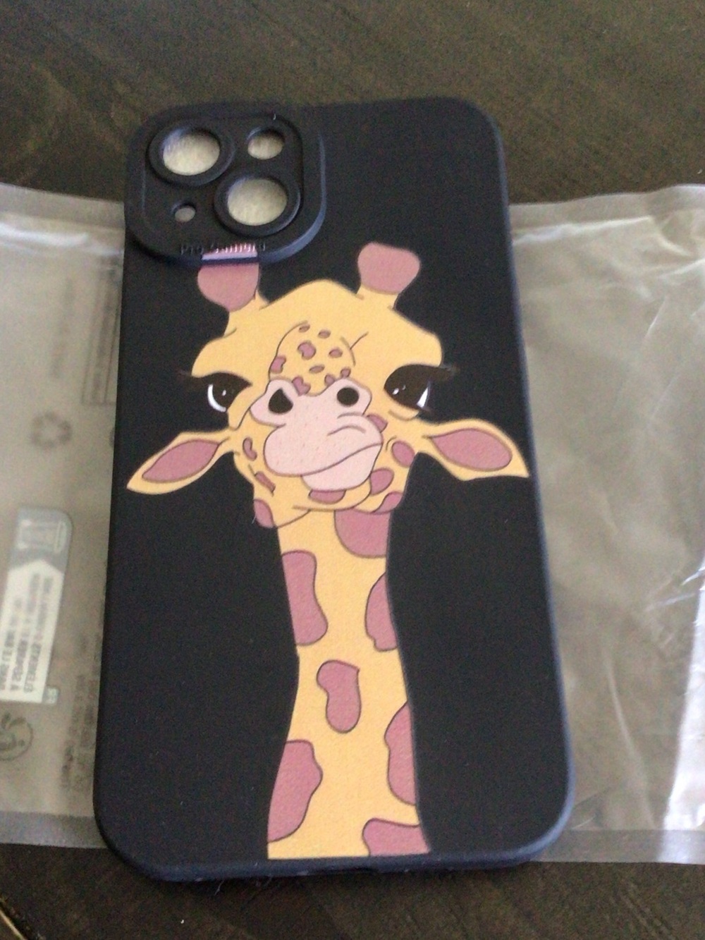 iPhone 14 Black Phone Case with Giraffe Graphic - Unbranded